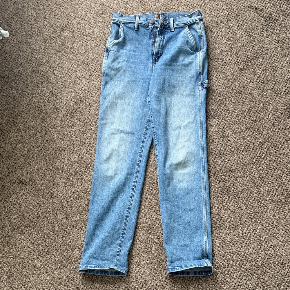 MOTHER High Waisted Utility Wash Straight Leg Jeans